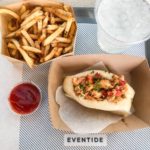 Lobster roll and fries at Eventide Fenway.